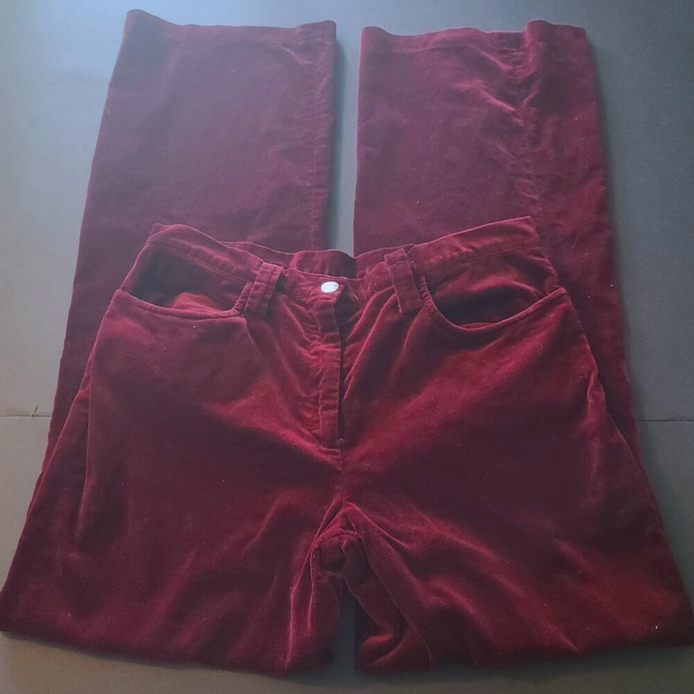 Vintage Sears and Roebuck Jr. Bazaar Maroon Velvet Bell Bottom Pants